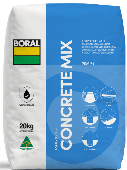 Premixed concrete for footpaths, slabs and footings