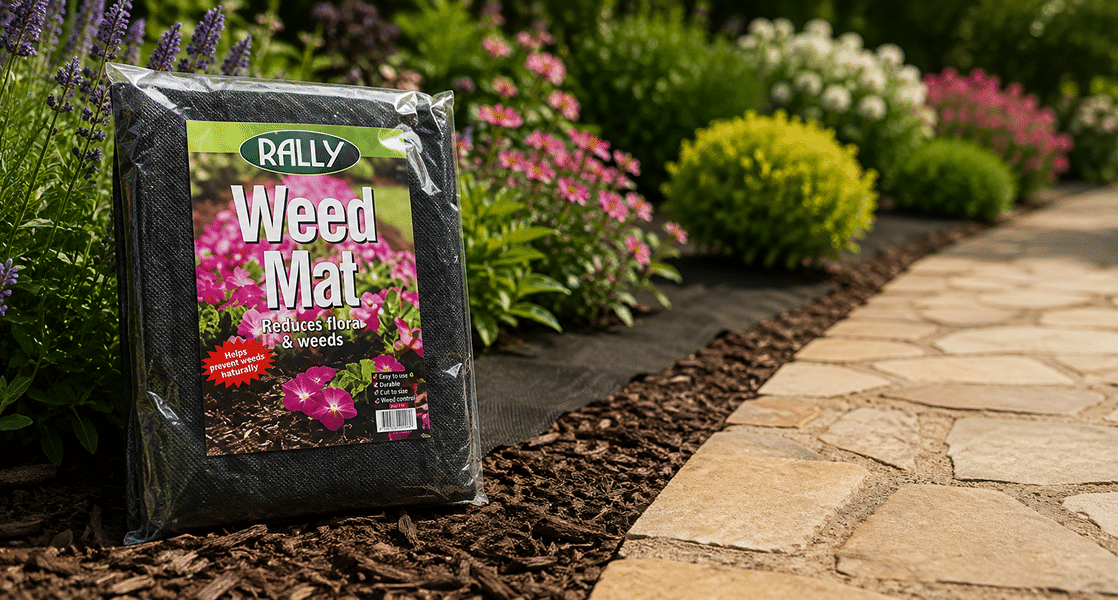 Weed control mat for garden beds and pathways