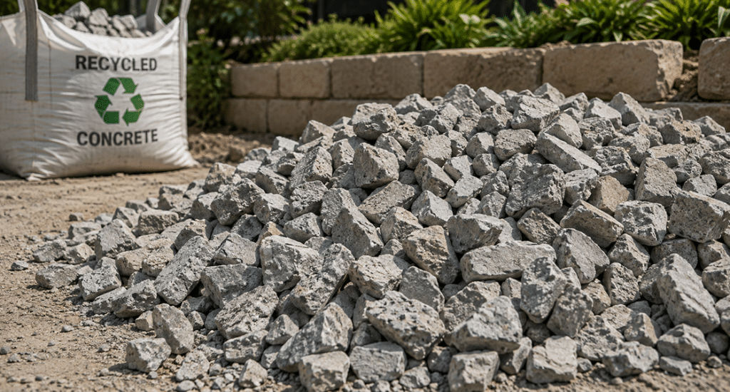 Recycled concrete for gardens and road bases