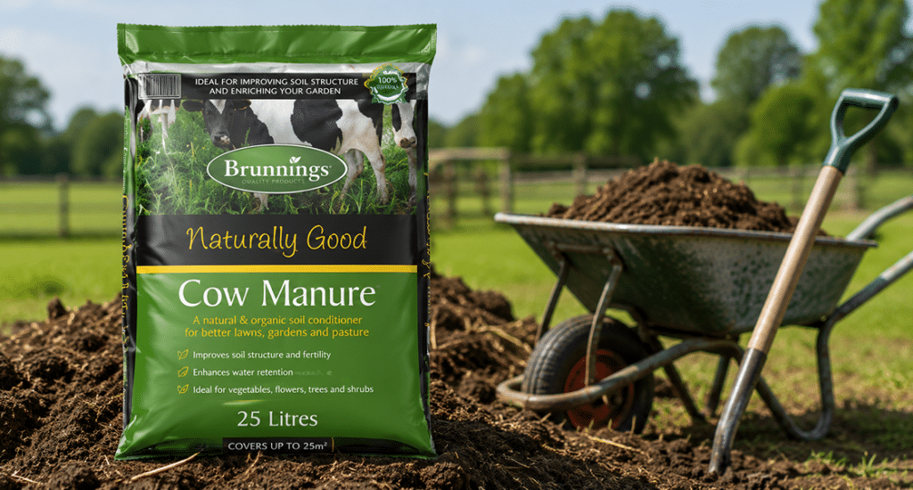 Cow manure fertiliser for gardens and lawns