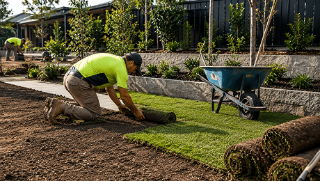 Landscaper loading materials from Wilton Sand & Soil